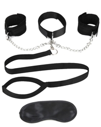 LUX FETISH Collar set - obojek s vodítem a pouty