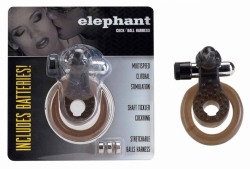 Slon - erekční kroužek na penis a varlata s vibracemi + 3 baterie