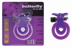 Motýlek - erekční kroužek na penis a varlata s vibracemi + 3 baterie