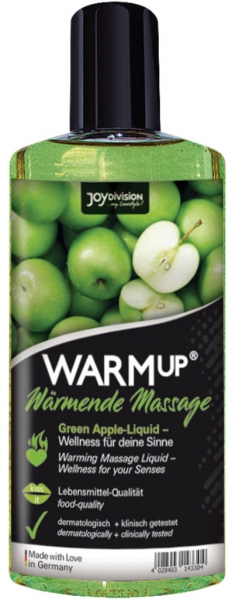 Joydivision WARMup - hřejivý masážní olej & lubrikant Zelené jablko 150ml