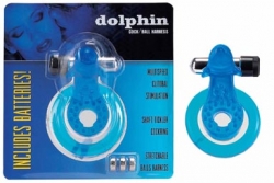 Delfínek - erekční kroužek na penis a varlata s vibracemi + 3 baterie